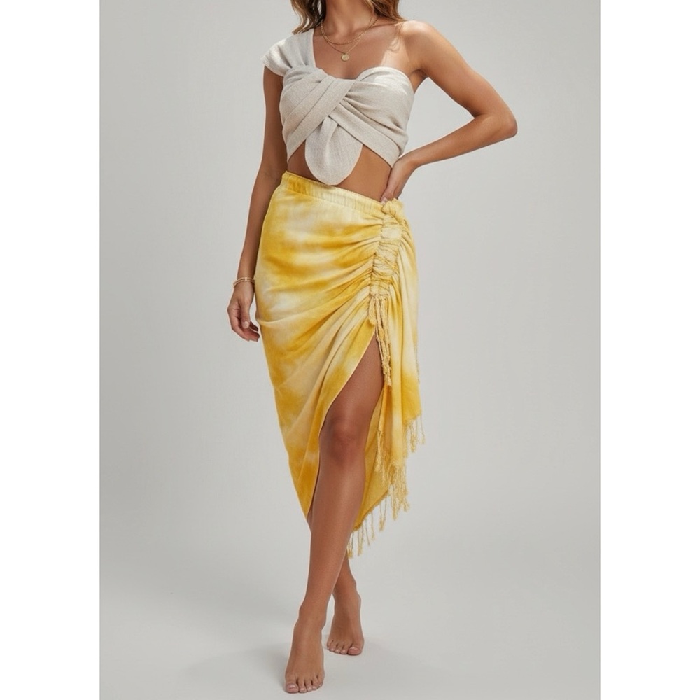 JUST BEE QUEEN Tulum Skirt, Tie Dyed Yellow, XS